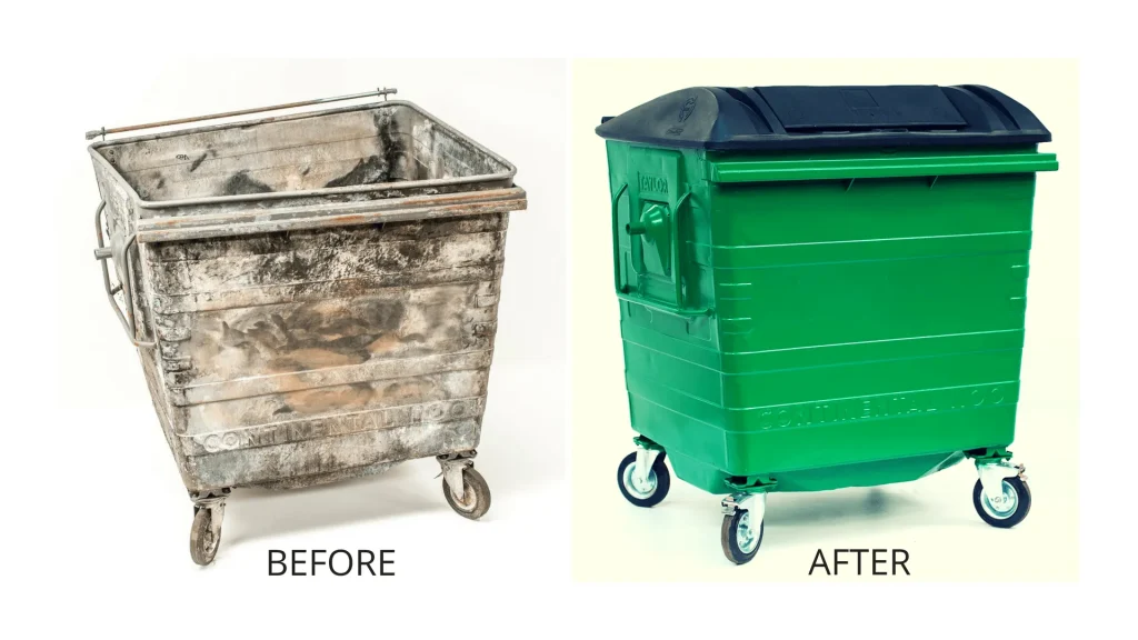 Bin before and after