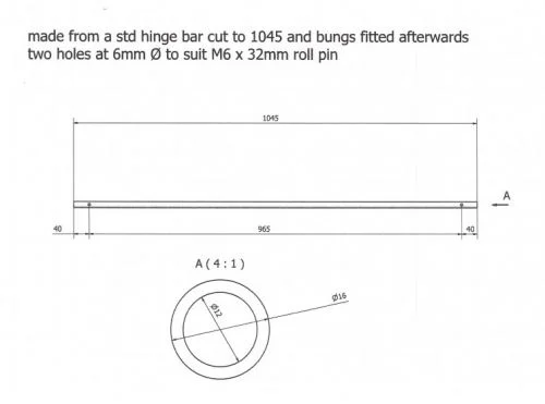 Hinge Bar for 1100 ltr Mk1 lids.