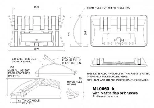 ML0660RM-FLA Recycling lid with plastic flap