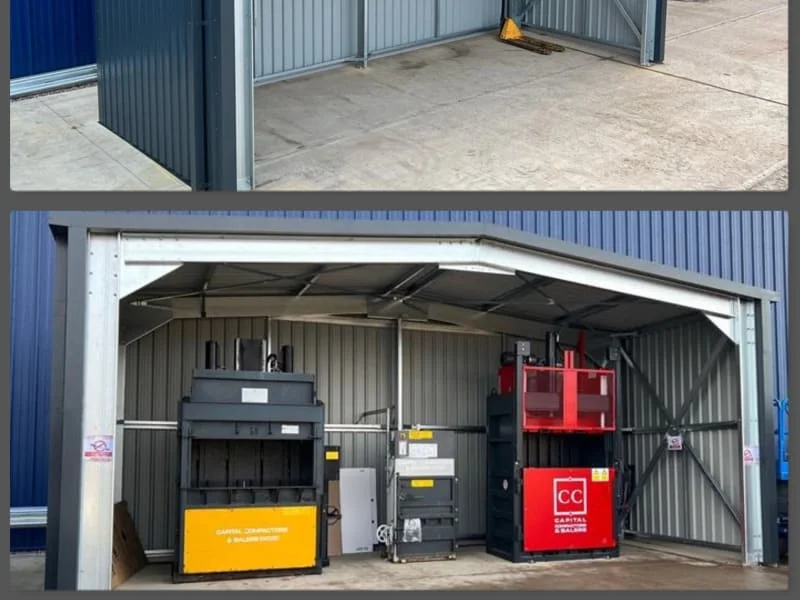 Capital balers installed under a canopy